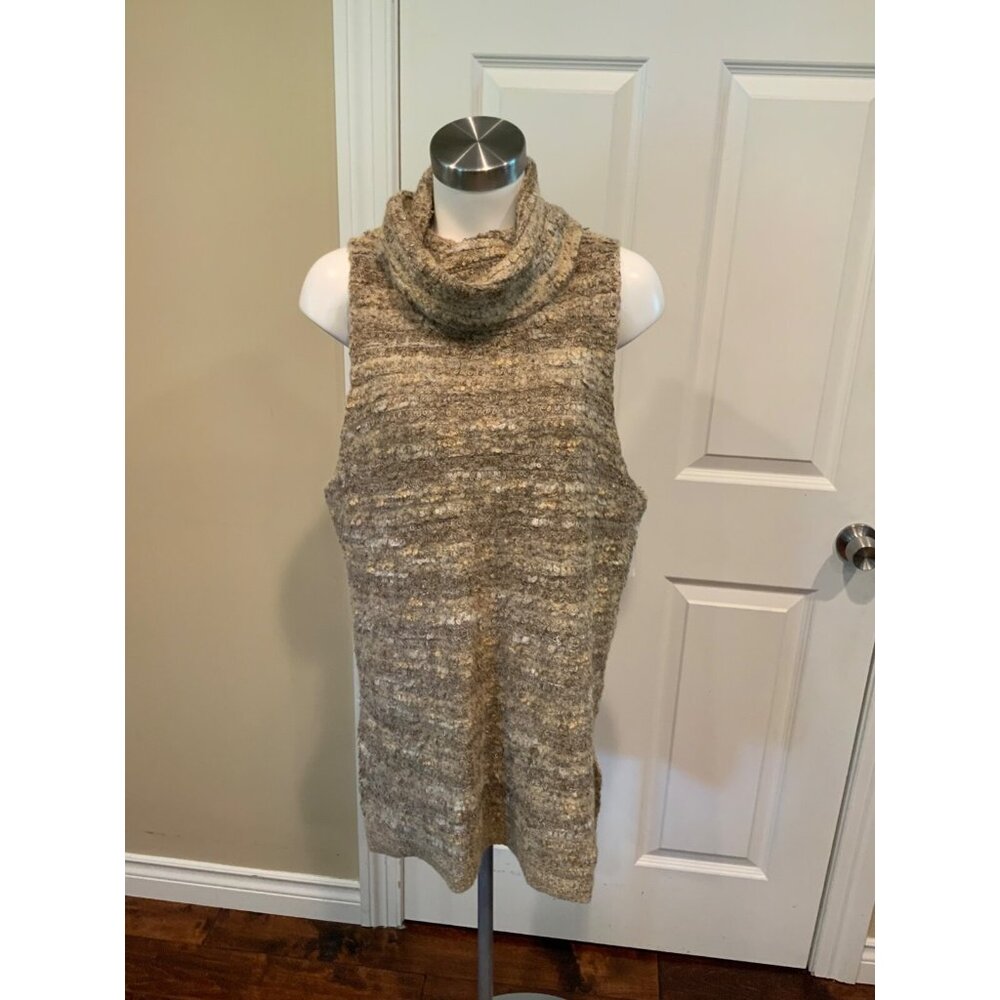 Free People Tan Boiled Wool Sleeveless Turtleneck Dress , Size S